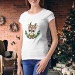 Tricou dama personalizat "Cute Deer with Christmas"