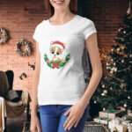 Tricou dama personalizat "Cute Dog with Christmas"