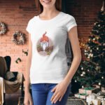 Tricou dama personalizat "Gnome Holding Solar Lantern Christmas"
