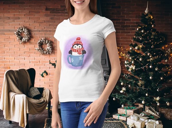 Tricou dama personalizat "Pinguin adorabil de Craciun" - imagine 1