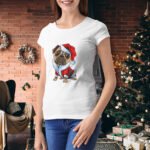 Tricou dama personalizat "Adorable Pug Dog Christmas"
