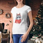 Tricou dama personalizat "Racoon Christmas"