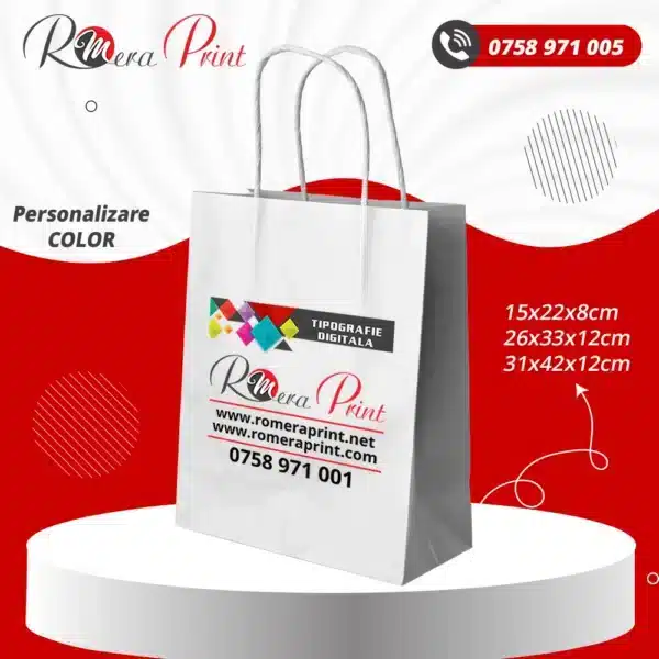 sacosa kraft alb personalizata color