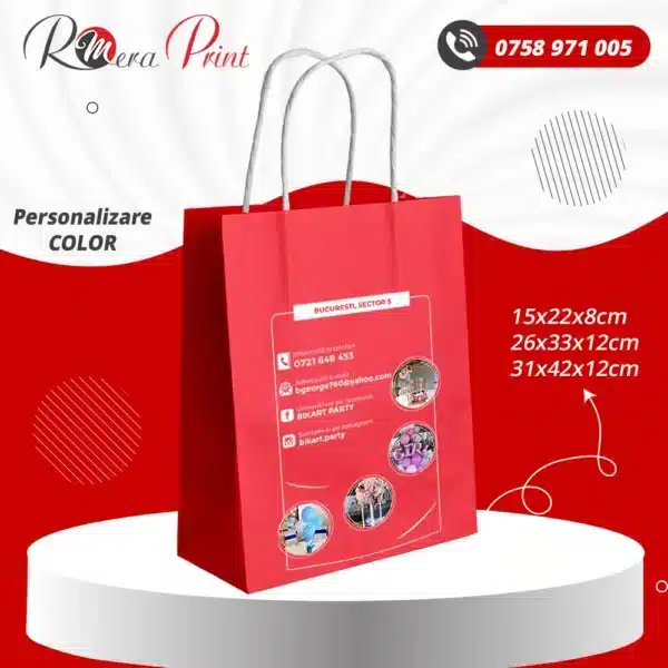 sacosa kraft rosu personalizata color