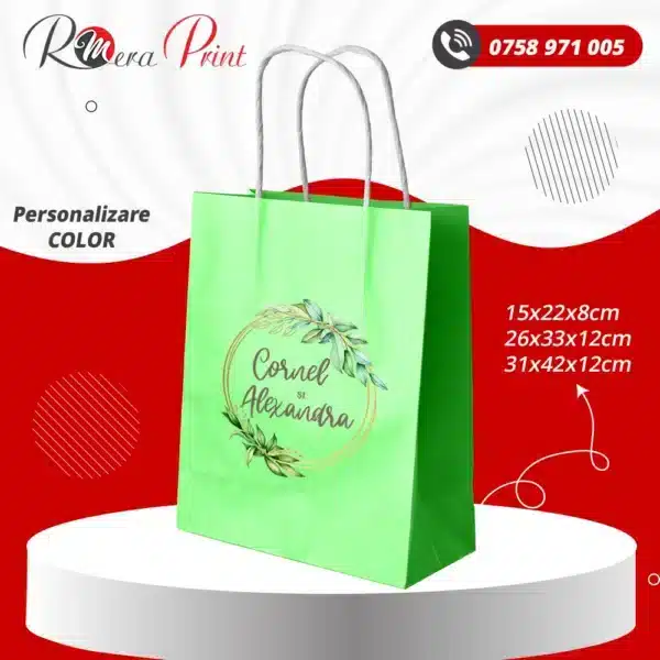 sacosa kraft verde personalizata color