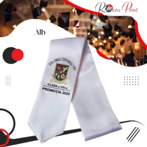 esarfa absolvire personalizata - alb